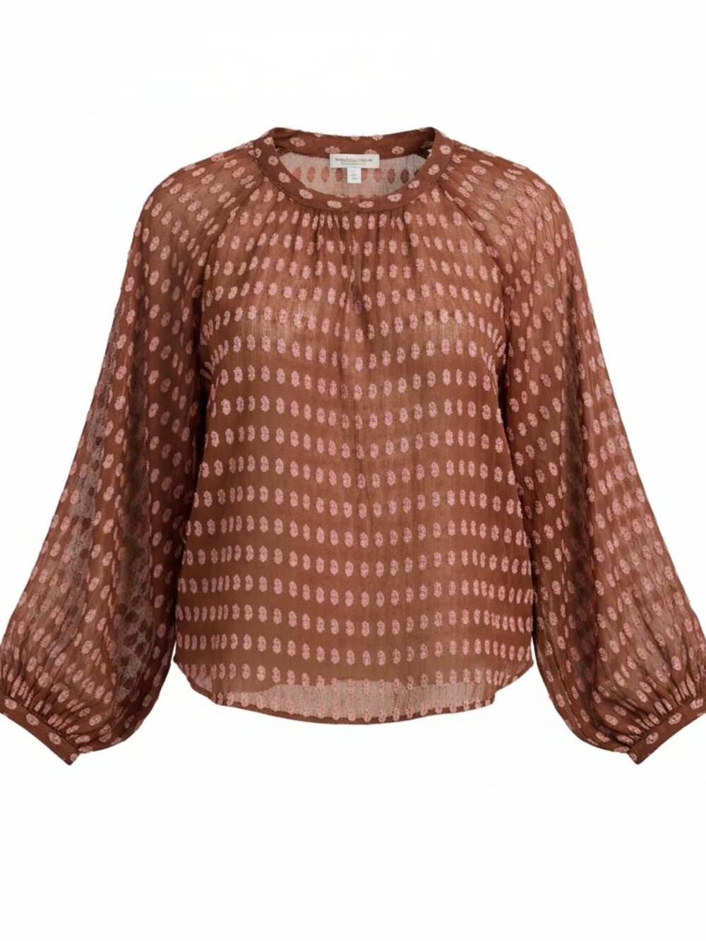 Pilcro Anthropologie NWT Medium Sheer Boho Blouse Balloon Sleeve Dot Print Top